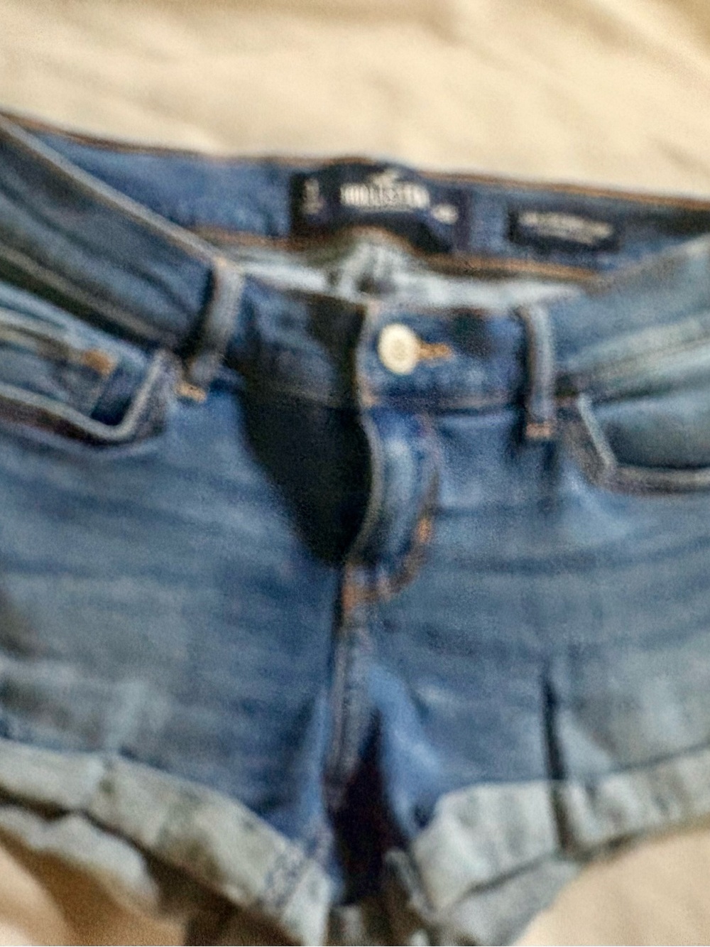 Denim Rolled Hem Shorts - Blue